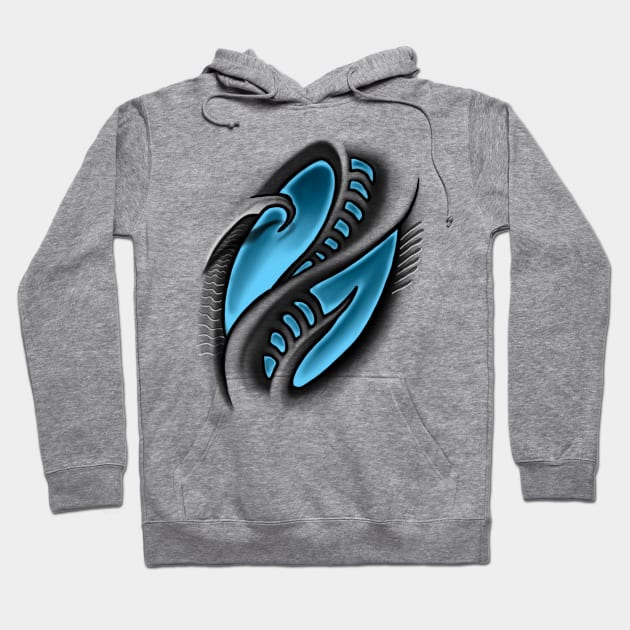 Biomechanical blue Hoodie by HeArtTatttoo